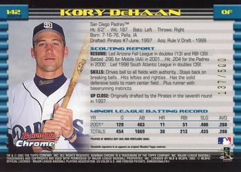 2002 Bowman Chrome - Refractors #142 Kory DeHaan  Back