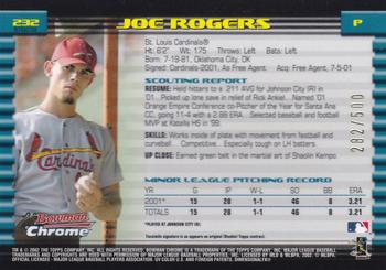2002 Bowman Chrome - Refractors #232 Joe Rogers Back