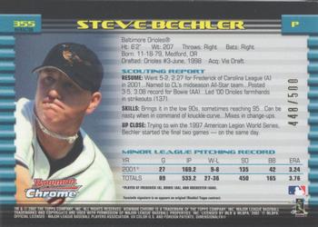 2002 Bowman Chrome - Refractors #355 Steve Bechler  Back