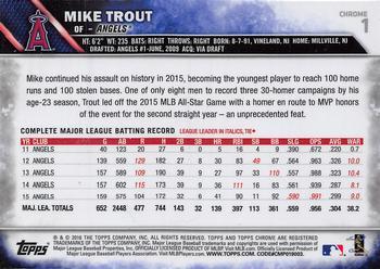 2016 Topps Chrome - Sepia Refractor #1 Mike Trout Back
