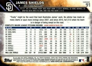 2016 Topps Chrome - Sepia Refractor #91 James Shields Back