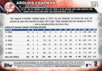 2016 Topps Chrome - Pink Refractor #141 Aroldis Chapman Back