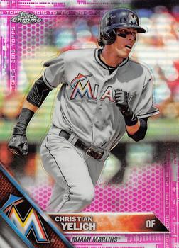 2016 Topps Chrome - Pink Refractor #187 Christian Yelich Front
