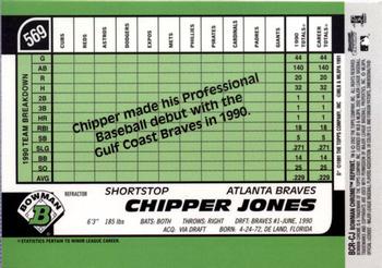 2002 Bowman Chrome - Reprints Refractors #BCR-CJ Chipper Jones Back