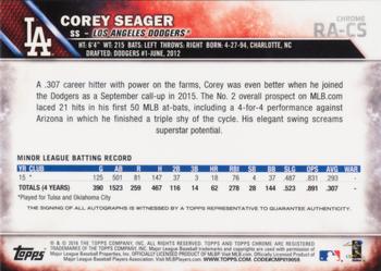 2016 Topps Chrome - Rookie Autographs #RA-CS Corey Seager Back