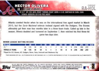 2016 Topps Chrome - Rookie Autographs #RA-HOL Hector Olivera Back
