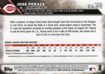 2016 Topps Chrome - Rookie Autographs #RA-JPE Jose Peraza Back
