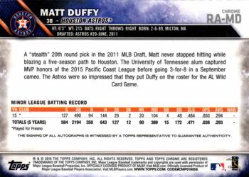 2016 Topps Chrome - Rookie Autographs #RA-MD Matt Duffy Back