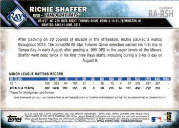 2016 Topps Chrome - Rookie Autographs #RA-RSH Richie Shaffer Back