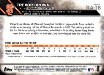 2016 Topps Chrome - Rookie Autographs #RA-TB Trevor Brown Back