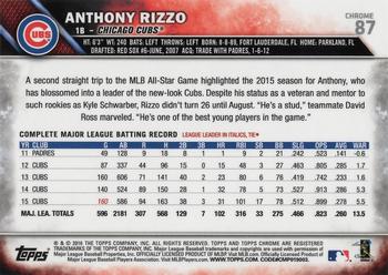 2016 Topps Chrome - Black Refractor #87 Anthony Rizzo Back