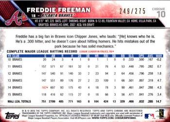 2016 Topps Chrome - Purple Refractor #10 Freddie Freeman Back