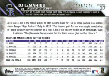 2016 Topps Chrome - Purple Refractor #37 DJ LeMahieu Back