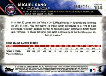 2016 Topps Chrome - Purple Refractor #104 Miguel Sano Back