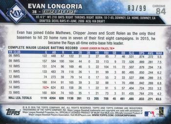 2016 Topps Chrome - Green Refractor #84 Evan Longoria Back