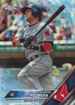 2016 Topps Chrome - Blue Wave Refractor #78 Dustin Pedroia Front