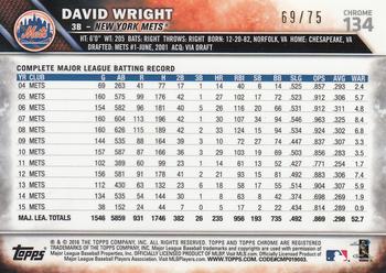 2016 Topps Chrome - Blue Wave Refractor #134 David Wright Back