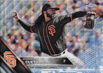 2016 Topps Chrome - Blue Wave Refractor #147 Johnny Cueto Front