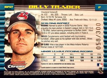 2002 Bowman Draft Picks & Prospects - Chrome Refractors #BDP127 Billy Traber  Back