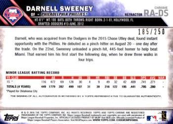 2016 Topps Chrome - Rookie Autographs Purple Refractor #RA-DS Darnell Sweeney Back