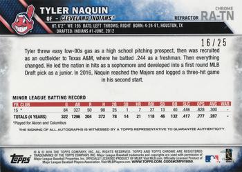 2016 Topps Chrome - Rookie Autographs Orange Refractor #RA-TN Tyler Naquin Back