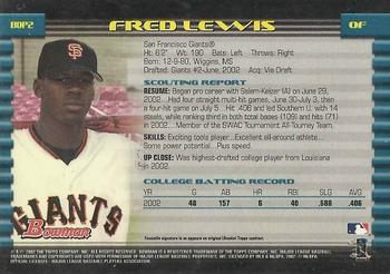 2002 Bowman Draft Picks & Prospects - Gold #BDP2 Fred Lewis  Back