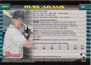 2002 Bowman Draft Picks & Prospects - Gold #BDP14 Russ Adams  Back
