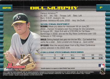 2002 Bowman Draft Picks & Prospects - Gold #BDP28 Bill Murphy  Back