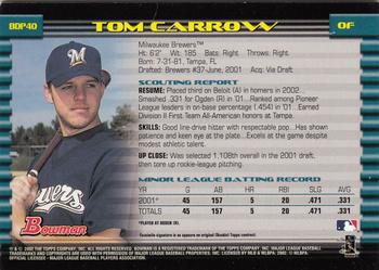 2002 Bowman Draft Picks & Prospects - Gold #BDP40 Tom Carrow  Back