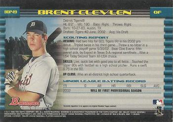 2002 Bowman Draft Picks & Prospects - Gold #BDP49 Brent Clevlen  Back