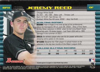 2002 Bowman Draft Picks & Prospects - Gold #BDP59 Jeremy Reed  Back