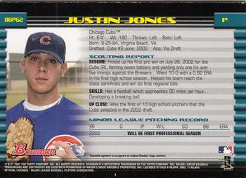 2002 Bowman Draft Picks & Prospects - Gold #BDP62 Justin Jones  Back
