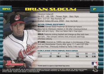 2002 Bowman Draft Picks & Prospects - Gold #BDP63 Brian Slocum  Back