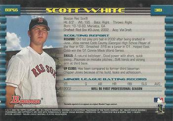 2002 Bowman Draft Picks & Prospects - Gold #BDP66 Scott White  Back