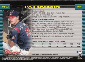 2002 Bowman Draft Picks & Prospects - Gold #BDP72 Pat Osborn  Back