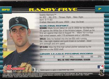 2002 Bowman Draft Picks & Prospects - Gold #BDP97 Randy Frye  Back