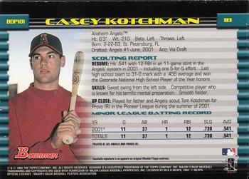 2002 Bowman Draft Picks & Prospects - Gold #BDP101 Casey Kotchman  Back