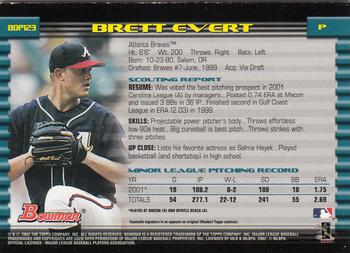 2002 Bowman Draft Picks & Prospects - Gold #BDP123 Brett Evert  Back
