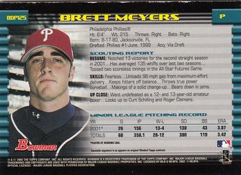 2002 Bowman Draft Picks & Prospects - Gold #BDP125 Brett Myers  Back