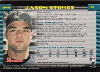 2002 Bowman Draft Picks & Prospects - Gold #BDP132 Jason Stokes  Back