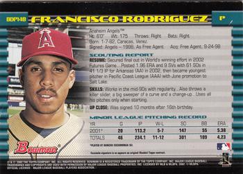 2002 Bowman Draft Picks & Prospects - Gold #BDP148 Francisco Rodriguez  Back