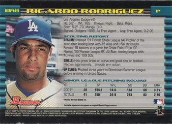 2002 Bowman Draft Picks & Prospects - Gold #BDP149 Ricardo Rodriguez  Back