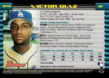2002 Bowman Draft Picks & Prospects - Gold #BDP157 Victor Diaz  Back