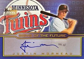 2002 Bowman Draft Picks & Prospects - Signs of the Future #SOF-JEM Justin Morneau Front