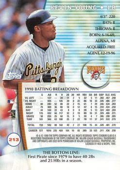 1999 Stadium Club #213 Kevin Young Back