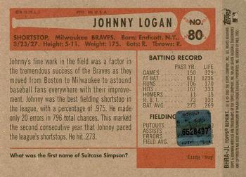 2002 Bowman Heritage - 1954 Reprints Autographs Special Edition #BHRA-JL Johnny Logan  Back