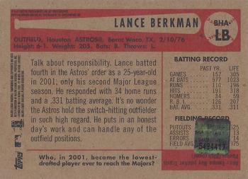 2002 Bowman Heritage - Autographs #BHA-LB Lance Berkman Back