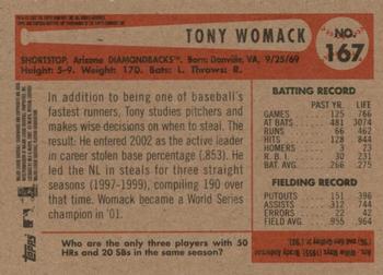 2002 Bowman Heritage - Black Box #167 Tony Womack  Back