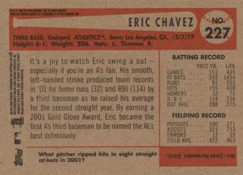 2002 Bowman Heritage - Black Box #227 Eric Chavez  Back