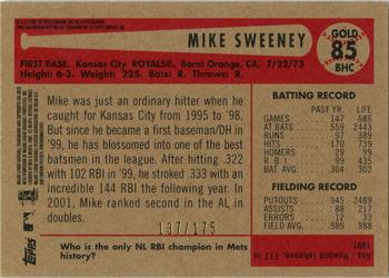 2002 Bowman Heritage - Gold Chrome Refractors #85BHC Mike Sweeney  Back